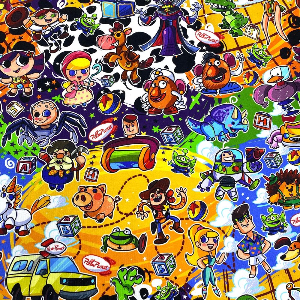 Toy Story Printed Stretch Cotton Lycra Apparel Fabric 1 Yard x 60"